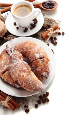 Whit üzerinde izole ışık lezzetli bir kahvaltı,