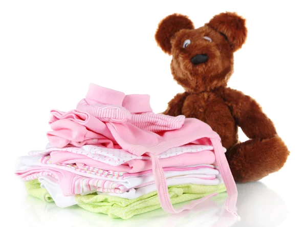 Pile of baby clothes isolated on white — Stock Photo, Image