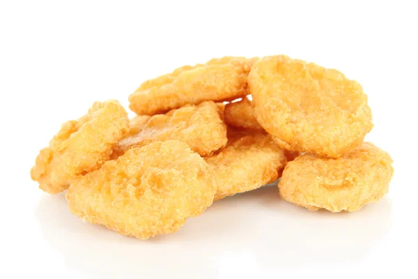 Stekt kyckling nuggets isolerad på vitt — Stockfoto