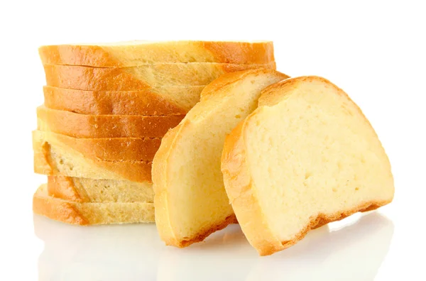 Chutné plátky chleba, izolované na bílém — Stock fotografie