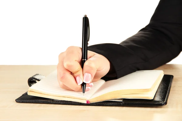 Hand write on notebook, on white background — Stock Photo, Image