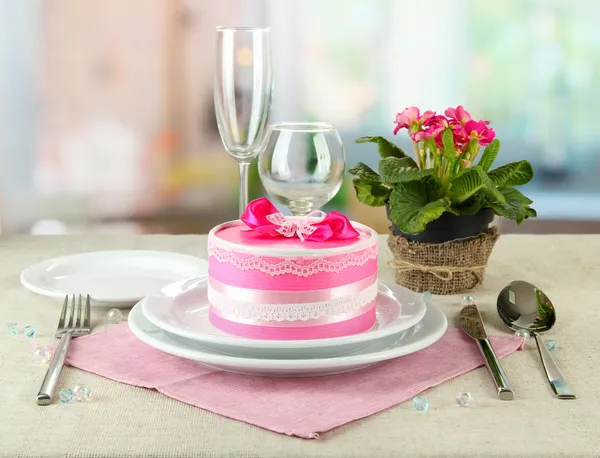 Romantic table serving on bright background — Stock Photo, Image