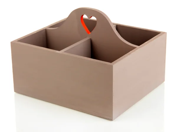 Boîte en bois avec quatre compartiments isolés sur blanc — Photo