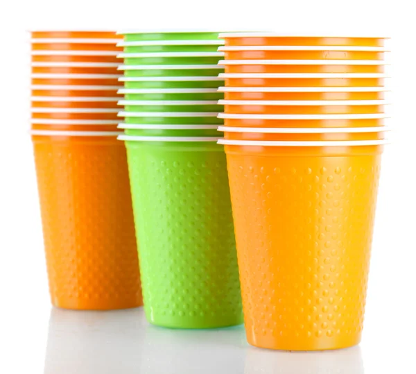 Csészék, különböző színű elszigetelt fehér — Stock Fotó