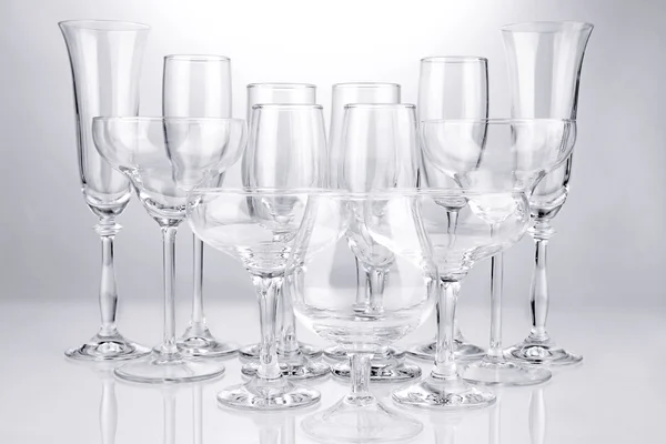 Cocktail and wine glasses, on gray background — Stock Photo, Image