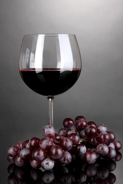 Gri zemin üzerine kırmızı şarap cam — Stok fotoğraf