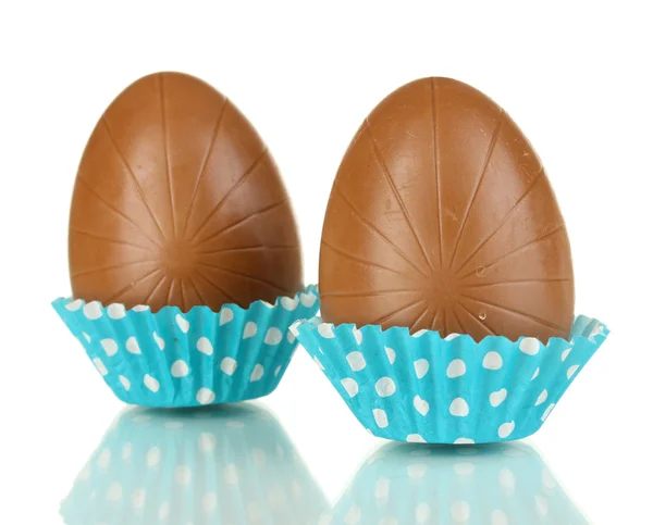 Čokoládová vajíčka v izolovaných na bílém ubrousku — Stock fotografie