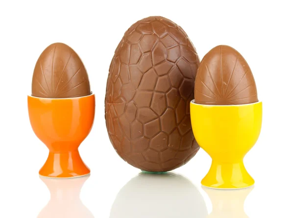 Huevos de chocolate aislados en blanco —  Fotos de Stock