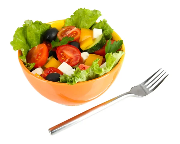 Tasty Greek salad isolated on white — Stock Photo, Image