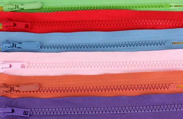 Multicolored zippers closeup — Stock Photo, Image
