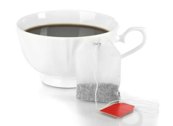 Cup of tea with tea bag solated on white. — Stock Photo, Image