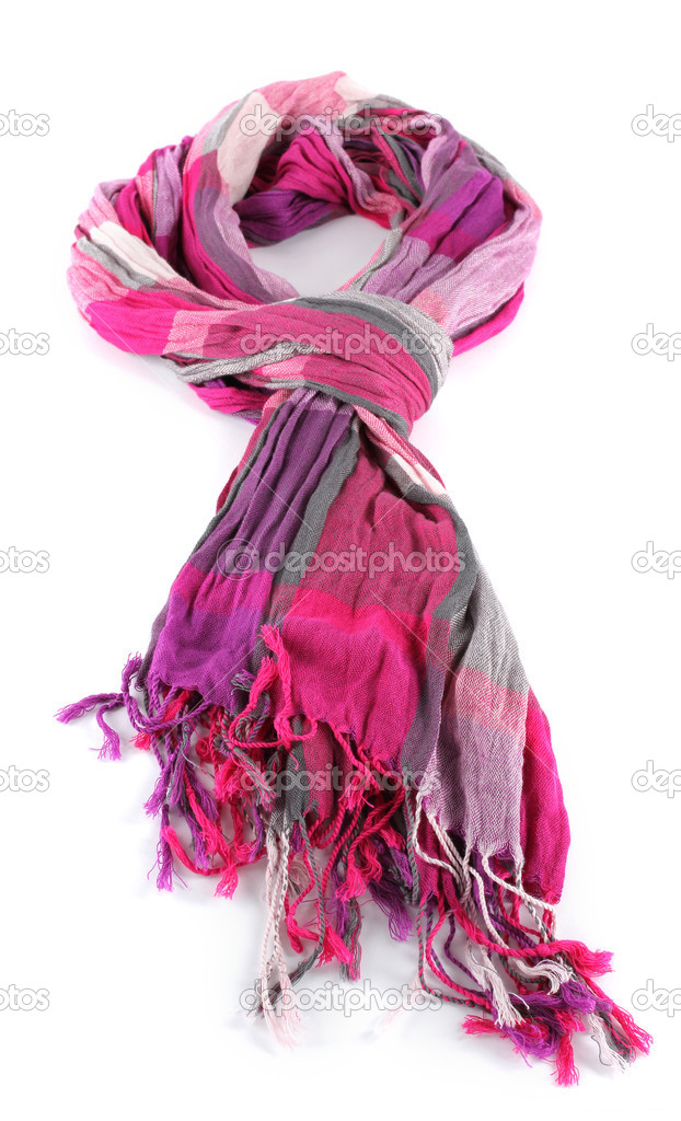 Bright female scarf isolated on white
