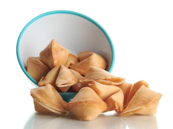 Fortune cookies in bowl, isolated on white — Stock Photo, Image