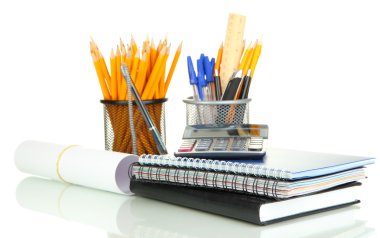 okul ve ofis malzemeleri izole üzerinde beyaz