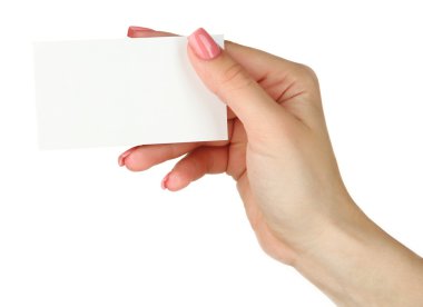 kartvizit, üzerinde beyaz izole tutmak el