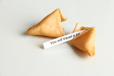 şans kurabiyesi, üzerinde beyaz izole