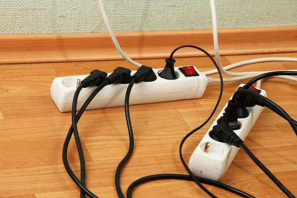 Overloaded power boards, close up — Stock Photo, Image