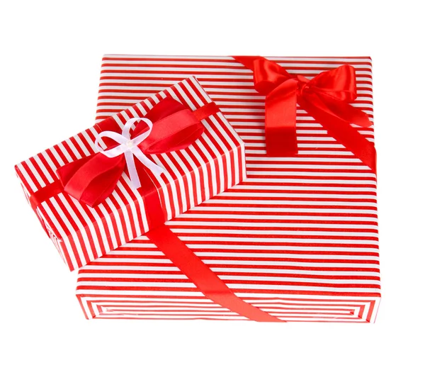 Gift boxes, festive wrapping isolated on white — Stock Photo, Image