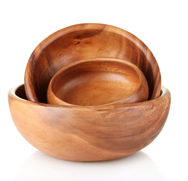 Wooden bowls isolated on white — Stock Photo, Image