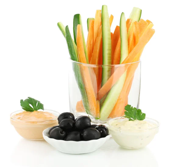 Assorted raw vegetables sticks isolated on white — Stock Photo, Image