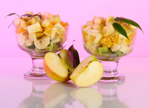 Fruit salad in a sundae dish on a light background — Stock Photo, Image