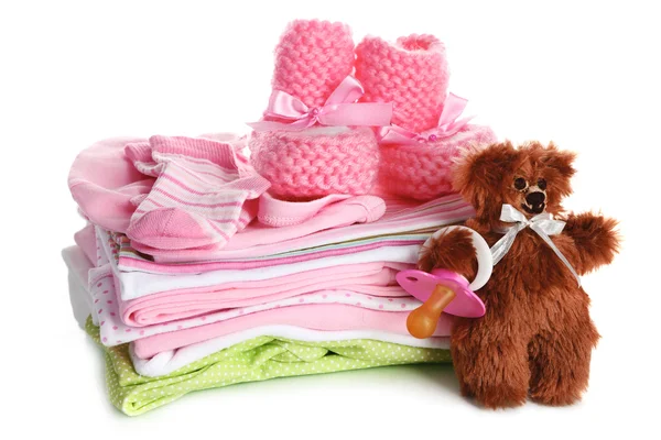 Montón de ropa de bebé aislada en blanco —  Fotos de Stock