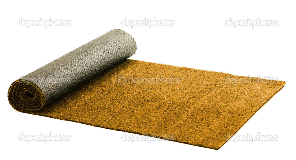 Artificial rolled yellow grass, isolated on white