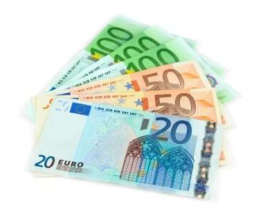 beyaz izole euro banknot