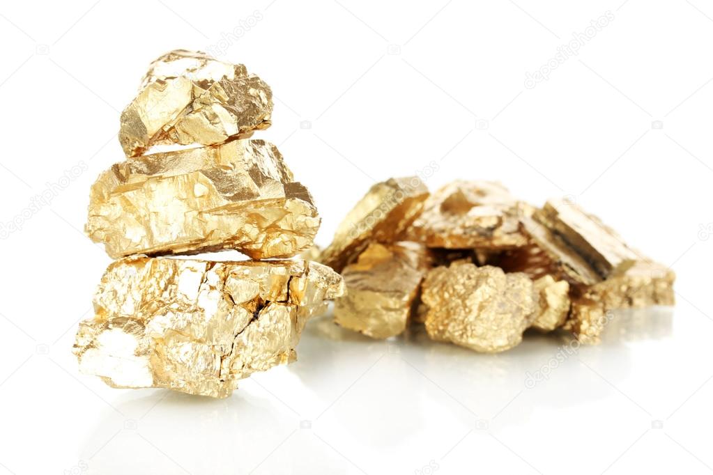 Golden nuggets isolated on white — Stock Photo © belchonock 22905450