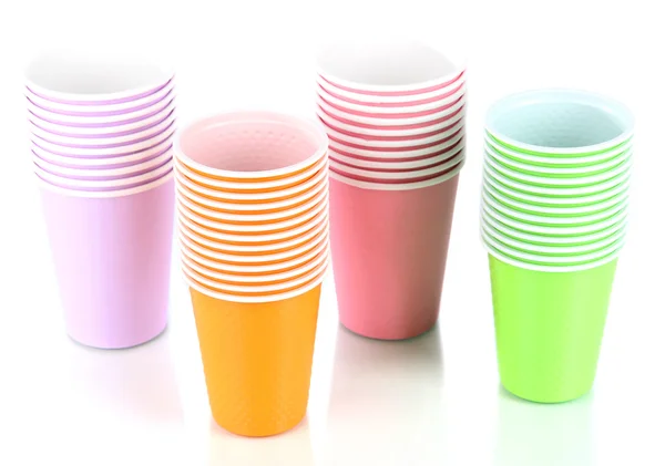 Cups in different color isolated on white — Stock Photo, Image