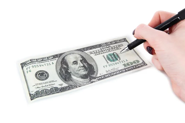 Making fake dollar isolated on white — Stock Photo, Image