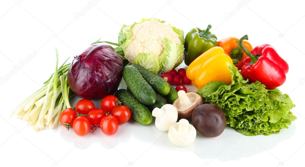 Fresh vegetables isolated on white