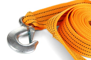 araba üzerinde beyaz izole için çekme halatı