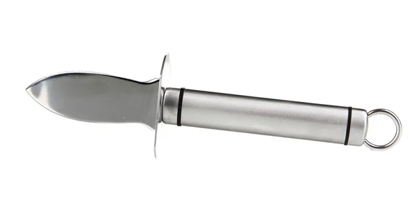 Cuchillo para queso parmesano y ostras, aislado sobre blanco — Foto de Stock