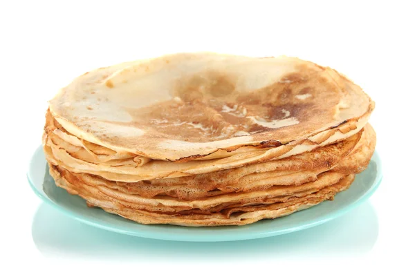 Pannkaka på plattan isolerad på vit — Stockfoto