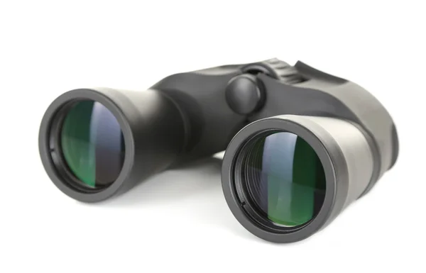 Black modern binoculars isolated on white — Stock Photo, Image