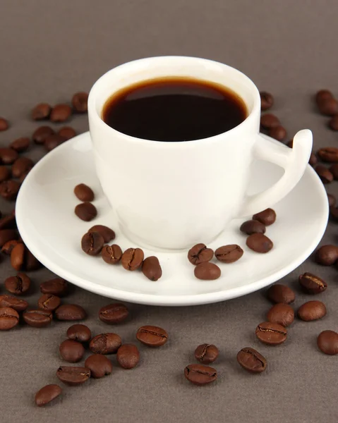 Cup of strong coffee on grey background — Stock Photo, Image