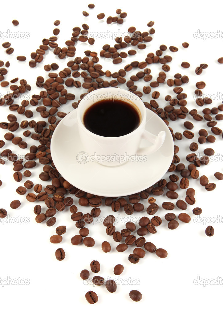 Cup of strong coffee isolated on white