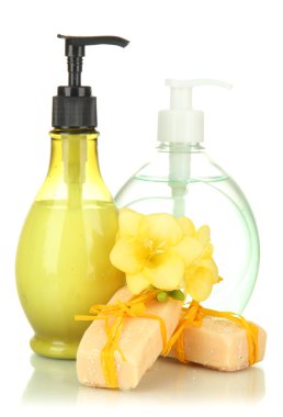 beyaz izole ve el yapımı Sıvı sabunlar