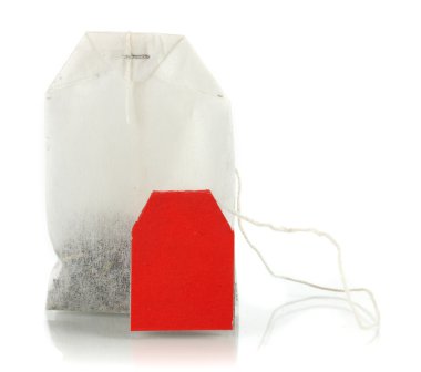 çay torba üzerinde beyaz izole.