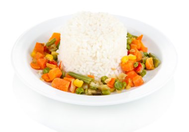 sebzeler üzerinde beyaz izole lezzetli risotto