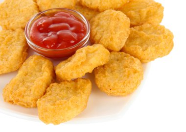 Fried chicken nuggets and sauce isolated on white clipart