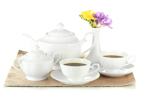 Beautiful tea service, isolated on white