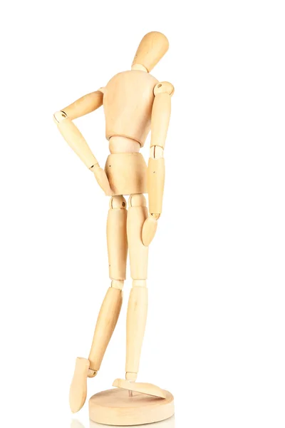 Joint pain at wooden mannequin isolated on white — Stock Photo, Image