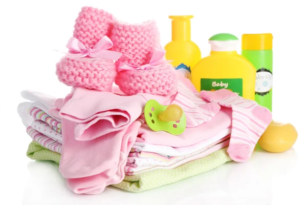 Pile de vêtements de bébé isolés sur blanc — Photo