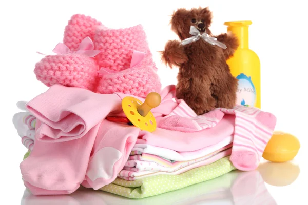 Pile of baby clothes isolated on white Royalty Free Stock Images