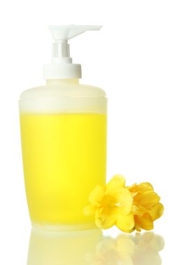 şişe ile üzerine beyaz izole sıvı sabun