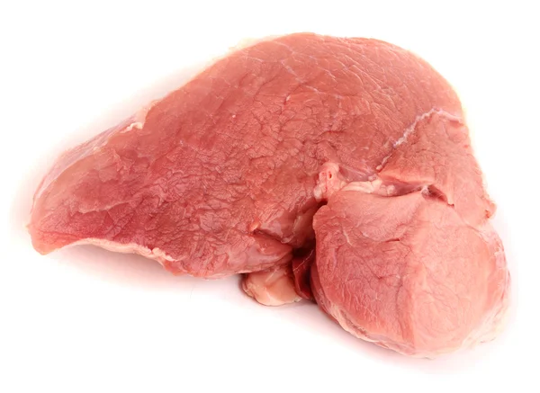 Ein großes Stück Schweinefleisch isoliert auf weiß — Stockfoto