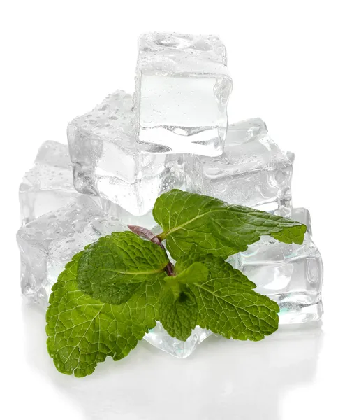 Ice with mint isolated on white — Stock Photo, Image