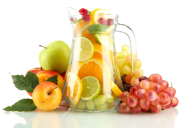 Transparent jar with exotic fruits, isolated on white — Stock Photo, Image